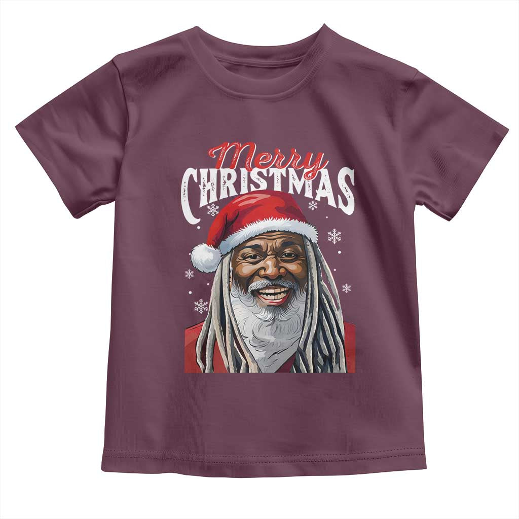Merry Christmas Dreadlocks Black Santa Toddler T Shirt TS11 Maroon Print Your Wear