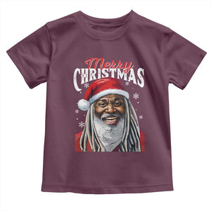 Merry Christmas Dreadlocks Black Santa Toddler T Shirt TS11 Maroon Print Your Wear