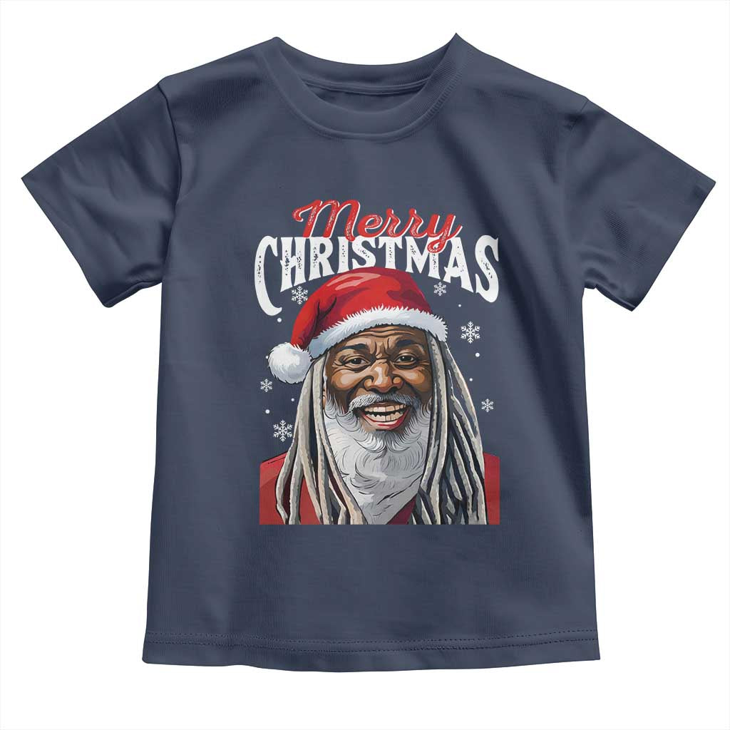 Merry Christmas Dreadlocks Black Santa Toddler T Shirt TS11 Navy Print Your Wear