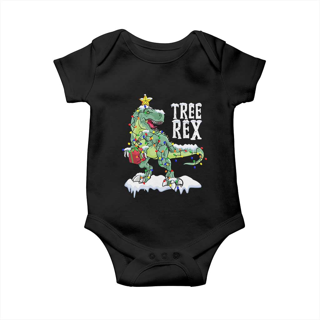 Funny Christmas T-Rex Baby Onesie Tree Rex Dinosaur Xmas Tree TS11 Black Print Your Wear