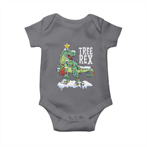 Funny Christmas T-Rex Baby Onesie Tree Rex Dinosaur Xmas Tree TS11 Charcoal Print Your Wear