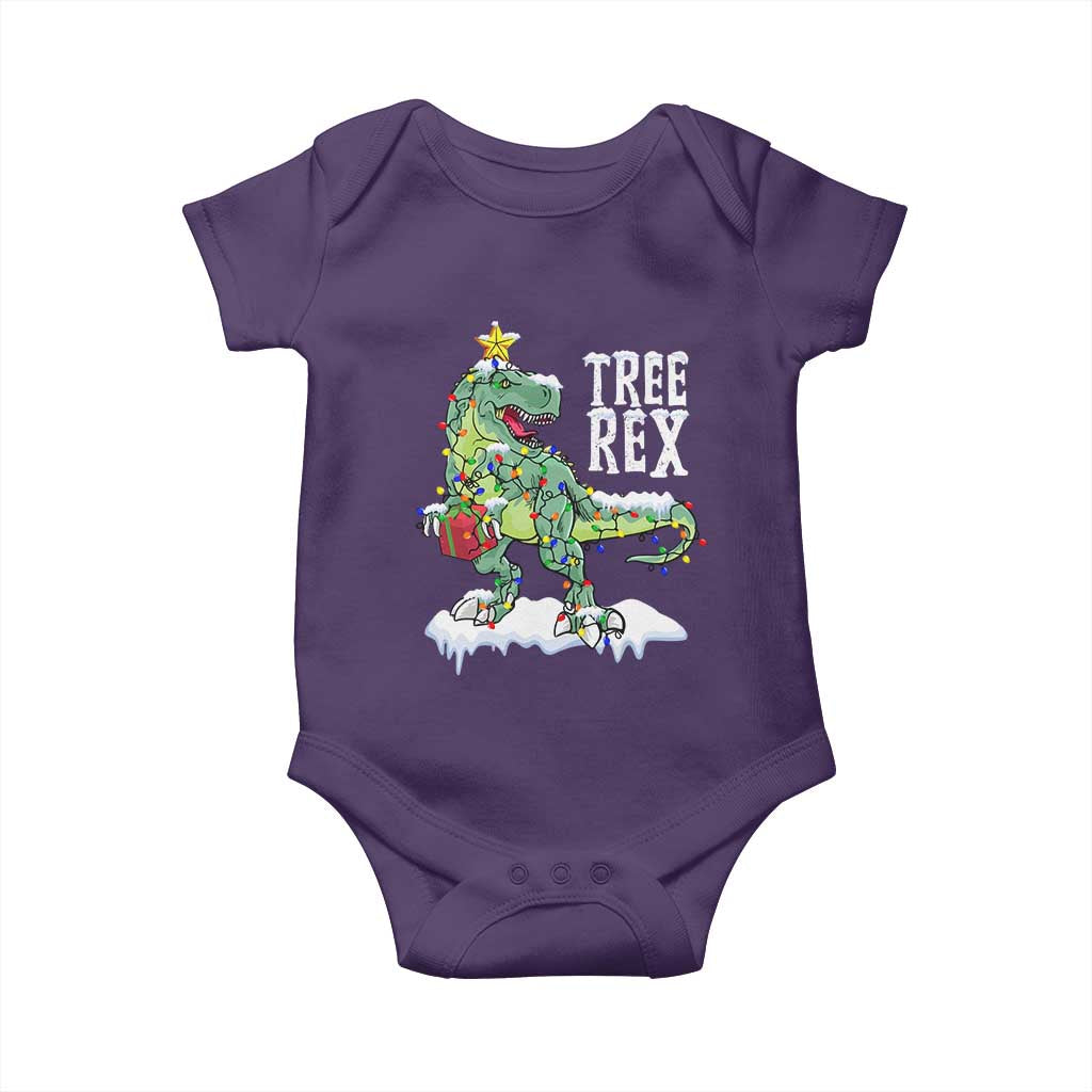 Funny Christmas T-Rex Baby Onesie Tree Rex Dinosaur Xmas Tree TS11 Purple Print Your Wear
