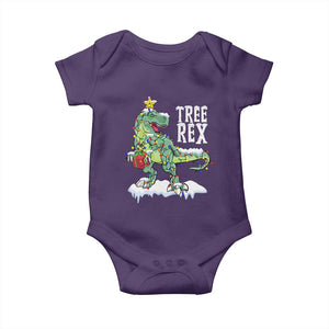 Funny Christmas T-Rex Baby Onesie Tree Rex Dinosaur Xmas Tree TS11 Purple Print Your Wear