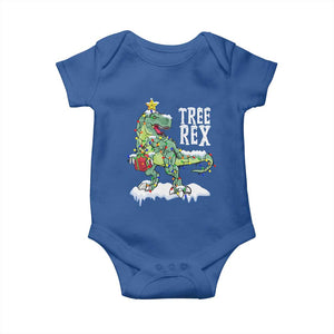 Funny Christmas T-Rex Baby Onesie Tree Rex Dinosaur Xmas Tree TS11 Royal Blue Print Your Wear
