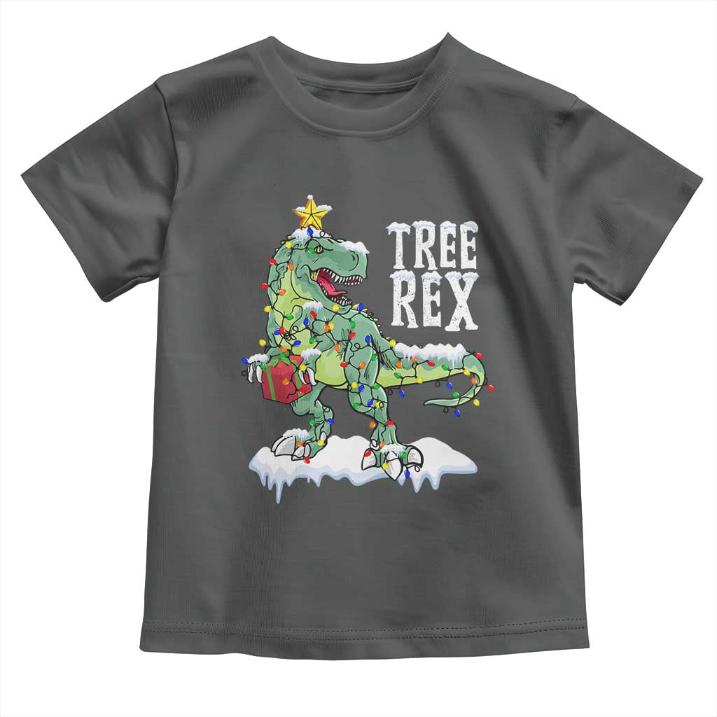 Funny Christmas T-Rex Baby Shirt Tree Rex Dinosaur Xmas Tree TS11 Dark Heather Print Your Wear