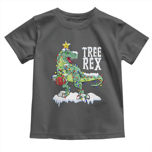 Funny Christmas T-Rex Baby Shirt Tree Rex Dinosaur Xmas Tree TS11 Dark Heather Print Your Wear