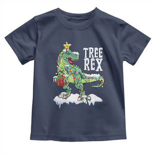 Funny Christmas T-Rex Baby Shirt Tree Rex Dinosaur Xmas Tree TS11 Navy Print Your Wear