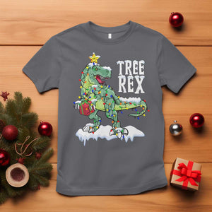 Funny Christmas T-Rex T Shirt Tree Rex Dinosaur Xmas Tree TS11 Charcoal Print Your Wear