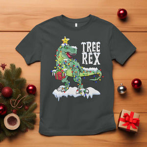 Funny Christmas T-Rex T Shirt Tree Rex Dinosaur Xmas Tree TS11 Dark Heather Print Your Wear