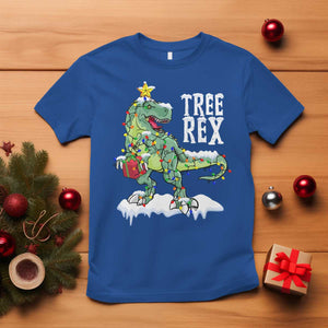 Funny Christmas T-Rex T Shirt Tree Rex Dinosaur Xmas Tree TS11 Royal Blue Print Your Wear
