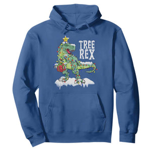 Funny Christmas T-Rex Hoodie Tree Rex Dinosaur Xmas Tree TS11 Royal Blue Print Your Wear
