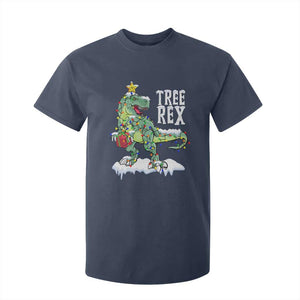 Funny Christmas T-Rex T Shirt For Kid Tree Rex Dinosaur Xmas Tree TS11 Navy Print Your Wear