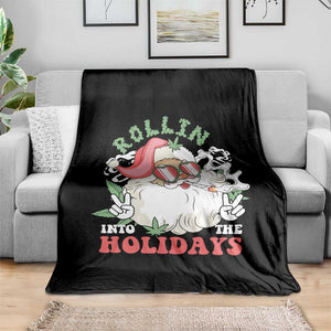 Funny Weed Christmas Throw Blanket Rollin Into The Holidays Santa Xmas TS11 Print Your Wear