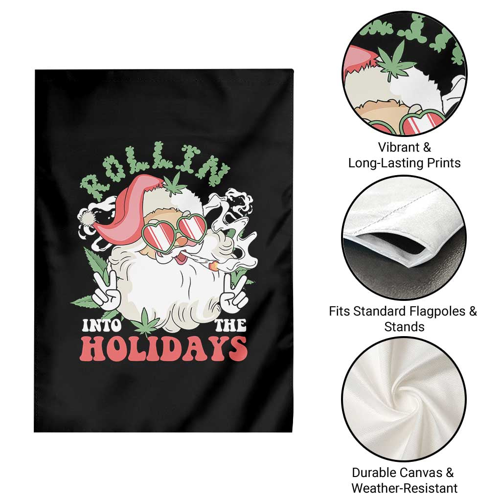 Funny Weed Christmas Garden Flag Rollin Into The Holidays Santa Xmas TS11 Print Your Wear