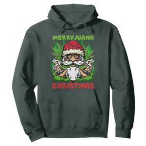 Funny Weed Christmas Hoodie Merry Juana Xmas Santa TS11 Dark Forest Green Print Your Wear