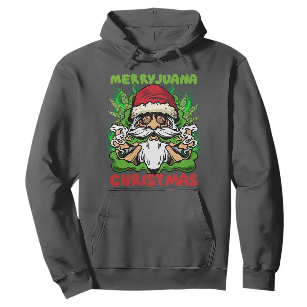 Funny Weed Christmas Hoodie Merry Juana Xmas Santa TS11 Dark Heather Print Your Wear