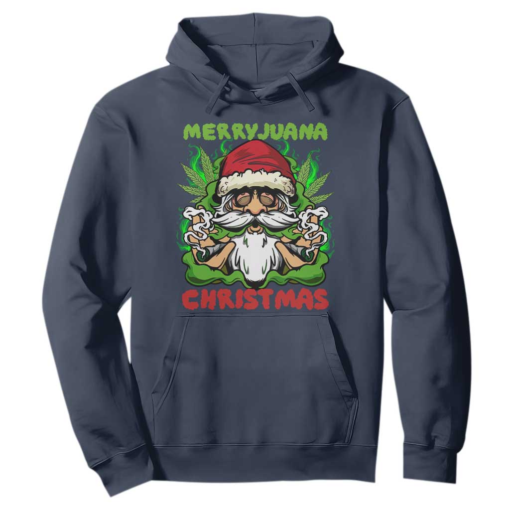 Funny Weed Christmas Hoodie Merry Juana Xmas Santa TS11 Navy Print Your Wear