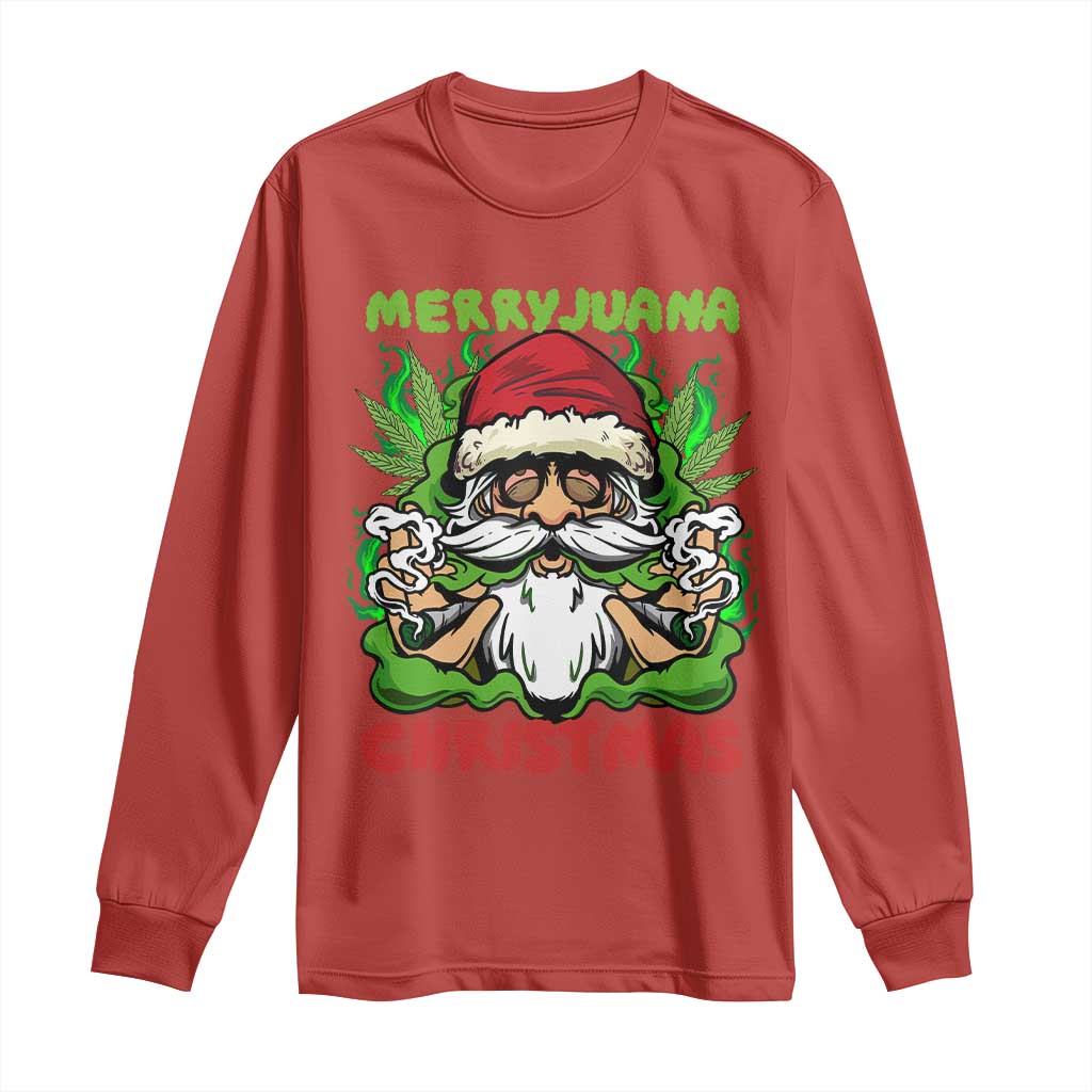 Funny Weed Christmas Long Sleeve Shirt Merry Juana Xmas Santa TS11 Red Print Your Wear