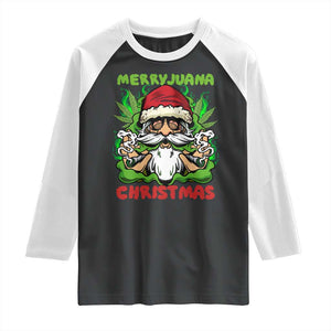 Funny Weed Christmas Raglan Shirt Merry Juana Xmas Santa TS11 Black White Print Your Wear