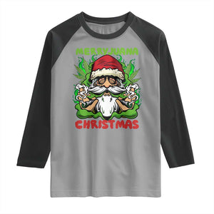 Funny Weed Christmas Raglan Shirt Merry Juana Xmas Santa TS11 Sport Gray Black Print Your Wear