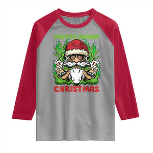 Funny Weed Christmas Raglan Shirt Merry Juana Xmas Santa TS11 Sport Gray Red Print Your Wear