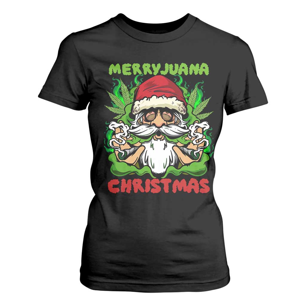 Funny Weed Christmas T Shirt For Women Merry Juana Xmas Santa TS11 Black Print Your Wear