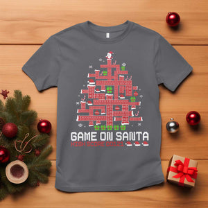 Funny Christmas Santa Gamers T Shirt Game On Santa Chimney Xmas Tree TS11 Charcoal Print Your Wear