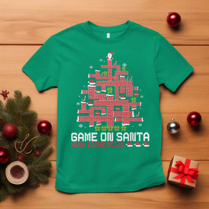 Funny Christmas Santa Gamers T Shirt Game On Santa Chimney Xmas Tree TS11 Irish Green Print Your Wear