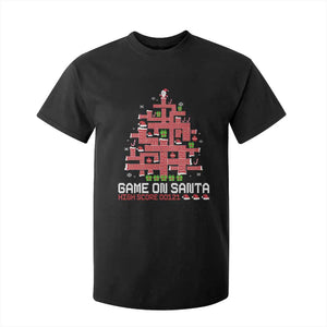 Funny Christmas Santa Gamers T Shirt For Kid Game On Santa Chimney Xmas Tree TS11 Black Print Your Wear