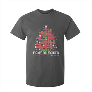 Funny Christmas Santa Gamers T Shirt For Kid Game On Santa Chimney Xmas Tree TS11 Dark Heather Print Your Wear