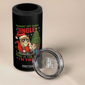 Funny Christmas Grumpy Cat 4 in 1 Can Cooler Tumbler Probably Just Gonna Jingle Some Of The Way I Am Tired TS11 Print Your Wear