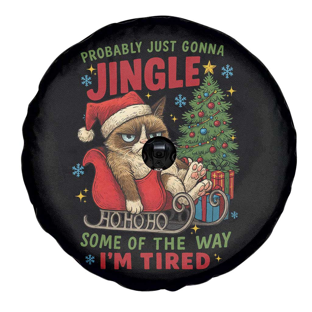 Funny Christmas Grumpy Cat Spare Tire Cover Probably Just Gonna Jingle Some Of The Way I Am Tired TS11 Print Your Wear