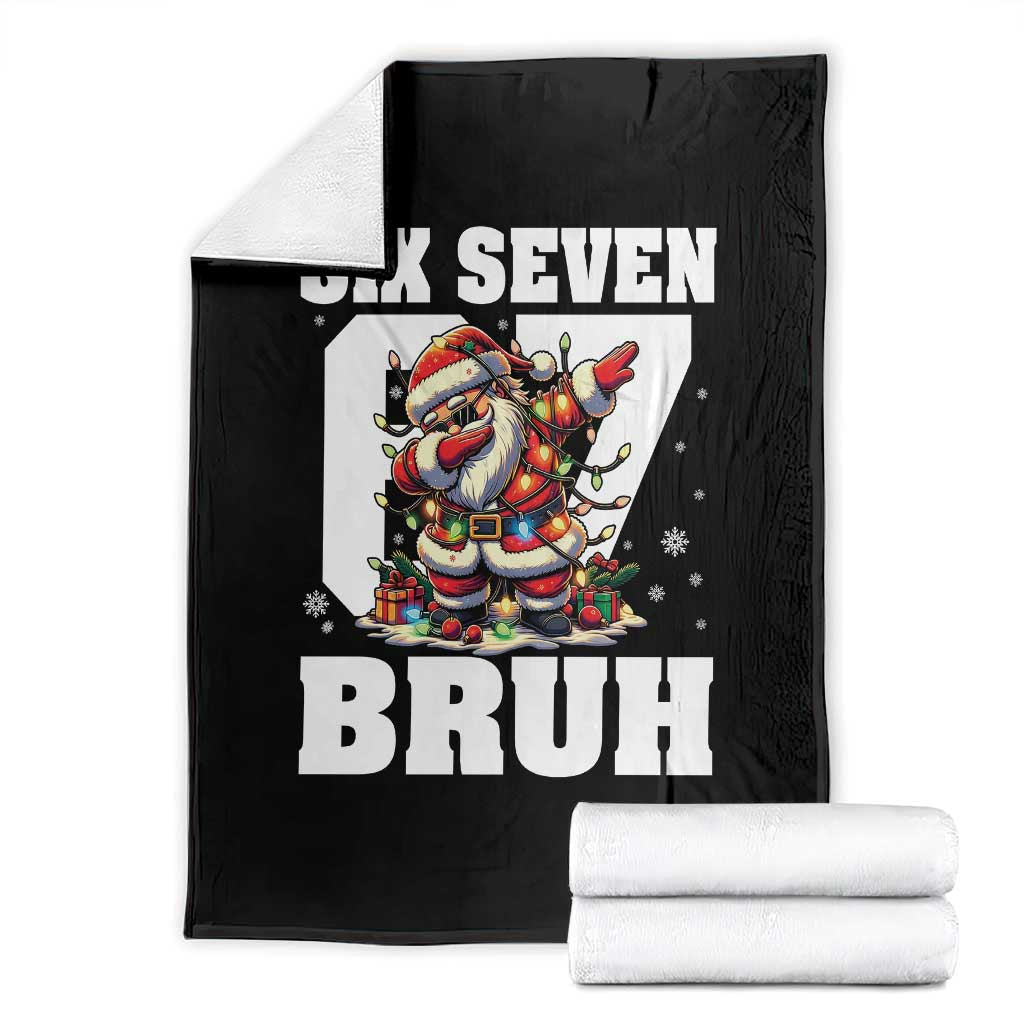 Funny Christmas Six Seven Bruh Throw Blanket Dabbing Santa TS11 Black Print Your Wear