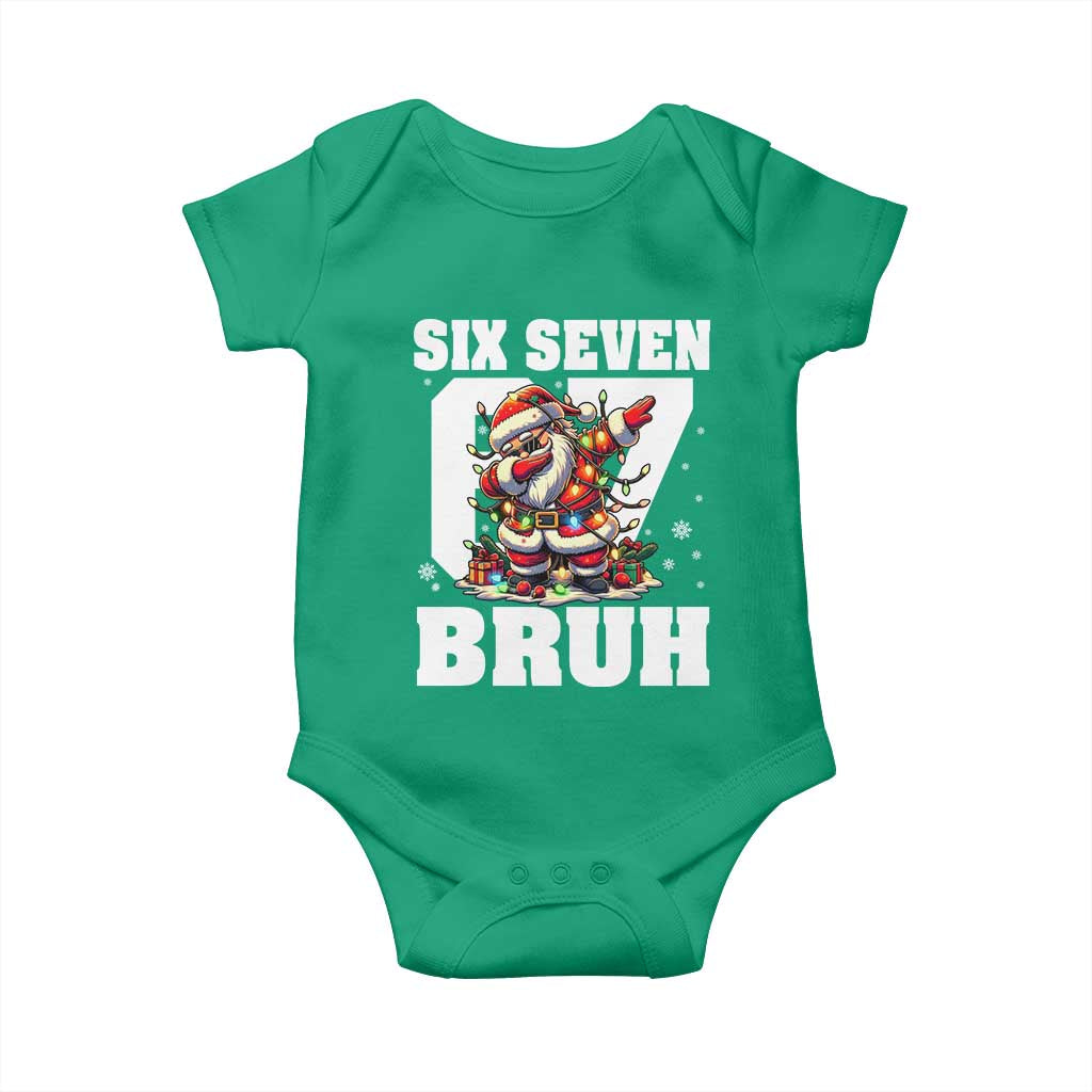 Funny Christmas Six Seven Bruh Baby Onesie Dabbing Santa TS11 Irish Green Print Your Wear