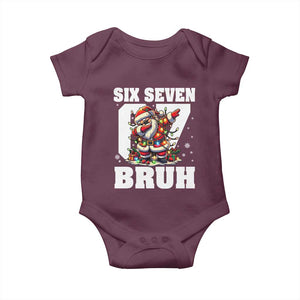 Funny Christmas Six Seven Bruh Baby Onesie Dabbing Santa TS11 Maroon Print Your Wear