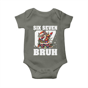 Funny Christmas Six Seven Bruh Baby Onesie Dabbing Santa TS11 Military Green Print Your Wear