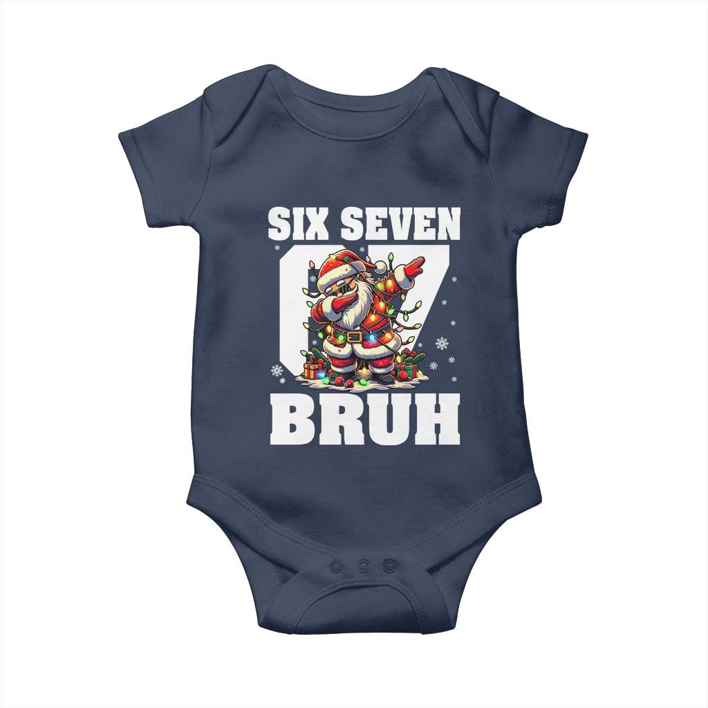 Funny Christmas Six Seven Bruh Baby Onesie Dabbing Santa TS11 Navy Print Your Wear