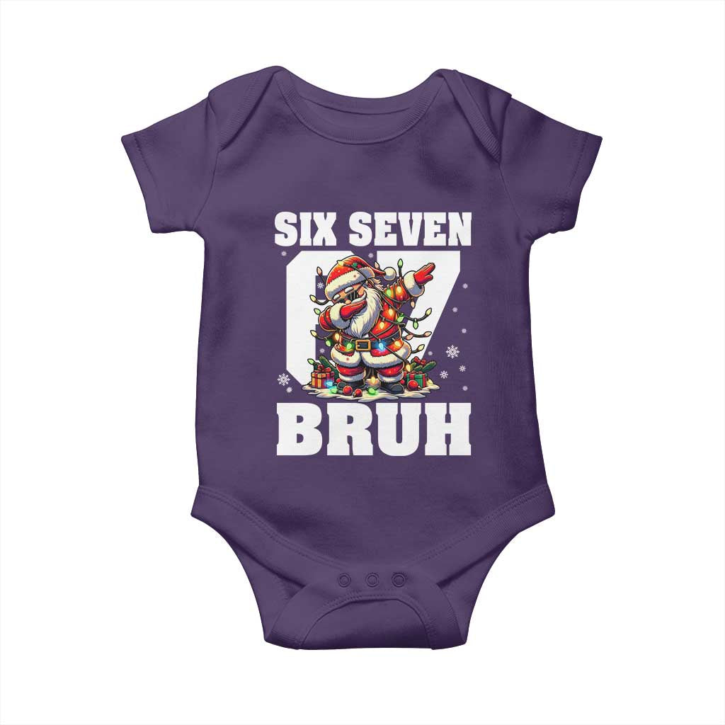 Funny Christmas Six Seven Bruh Baby Onesie Dabbing Santa TS11 Purple Print Your Wear