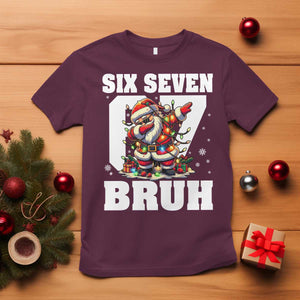 Funny Christmas Six Seven Bruh T Shirt Dabbing Santa TS11 Maroon Print Your Wear