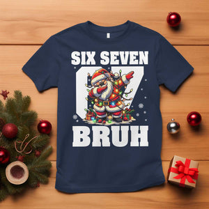 Funny Christmas Six Seven Bruh T Shirt Dabbing Santa TS11 Navy Print Your Wear