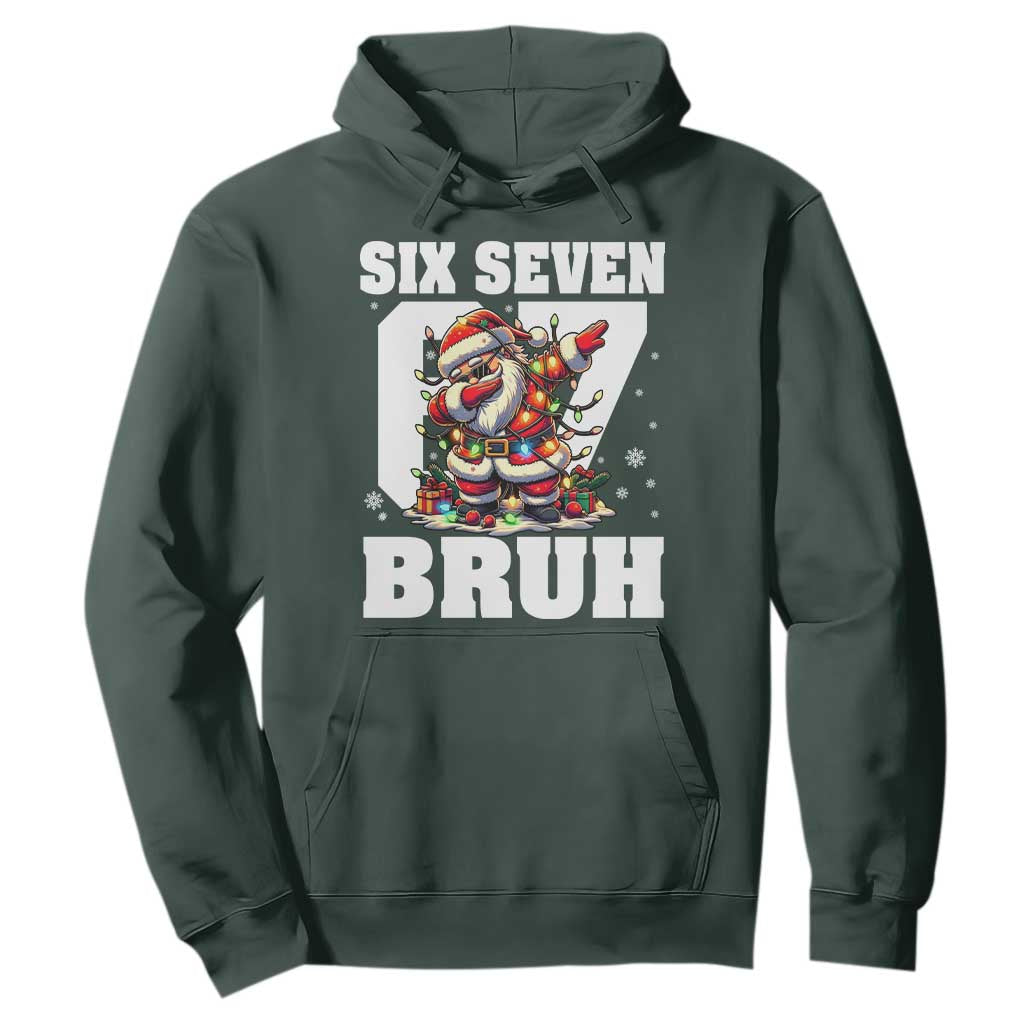 Funny Christmas Six Seven Bruh Hoodie Dabbing Santa TS11 Dark Forest Green Print Your Wear