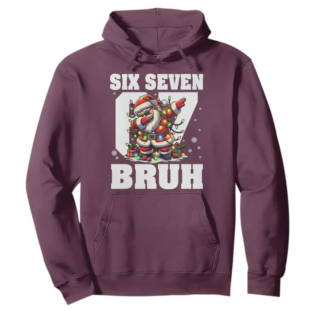 Funny Christmas Six Seven Bruh Hoodie Dabbing Santa TS11 Maroon Print Your Wear