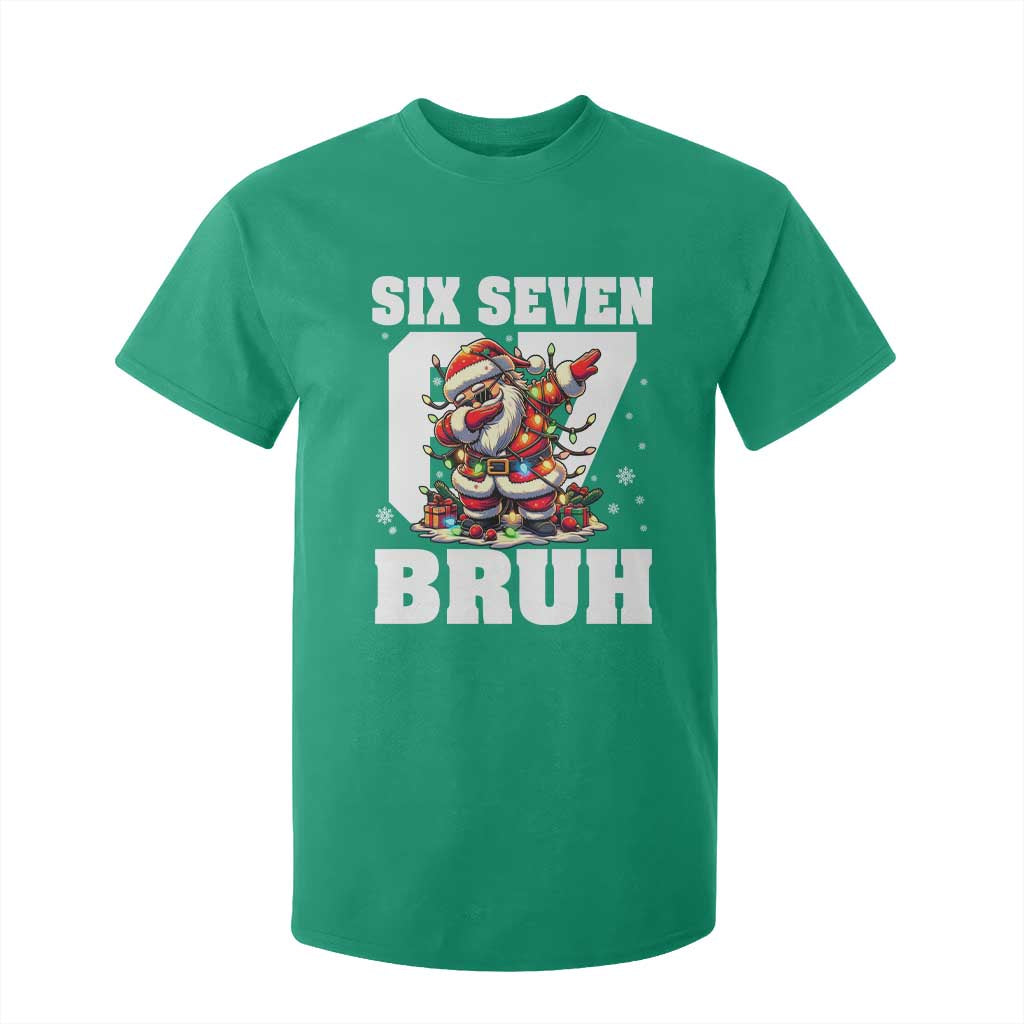 Funny Christmas Six Seven Bruh T Shirt For Kid Dabbing Santa TS11 Irish Green Print Your Wear
