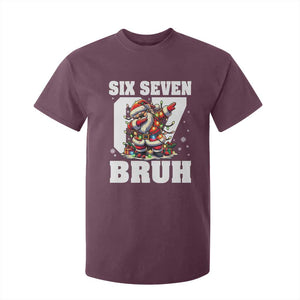 Funny Christmas Six Seven Bruh T Shirt For Kid Dabbing Santa TS11 Maroon Print Your Wear