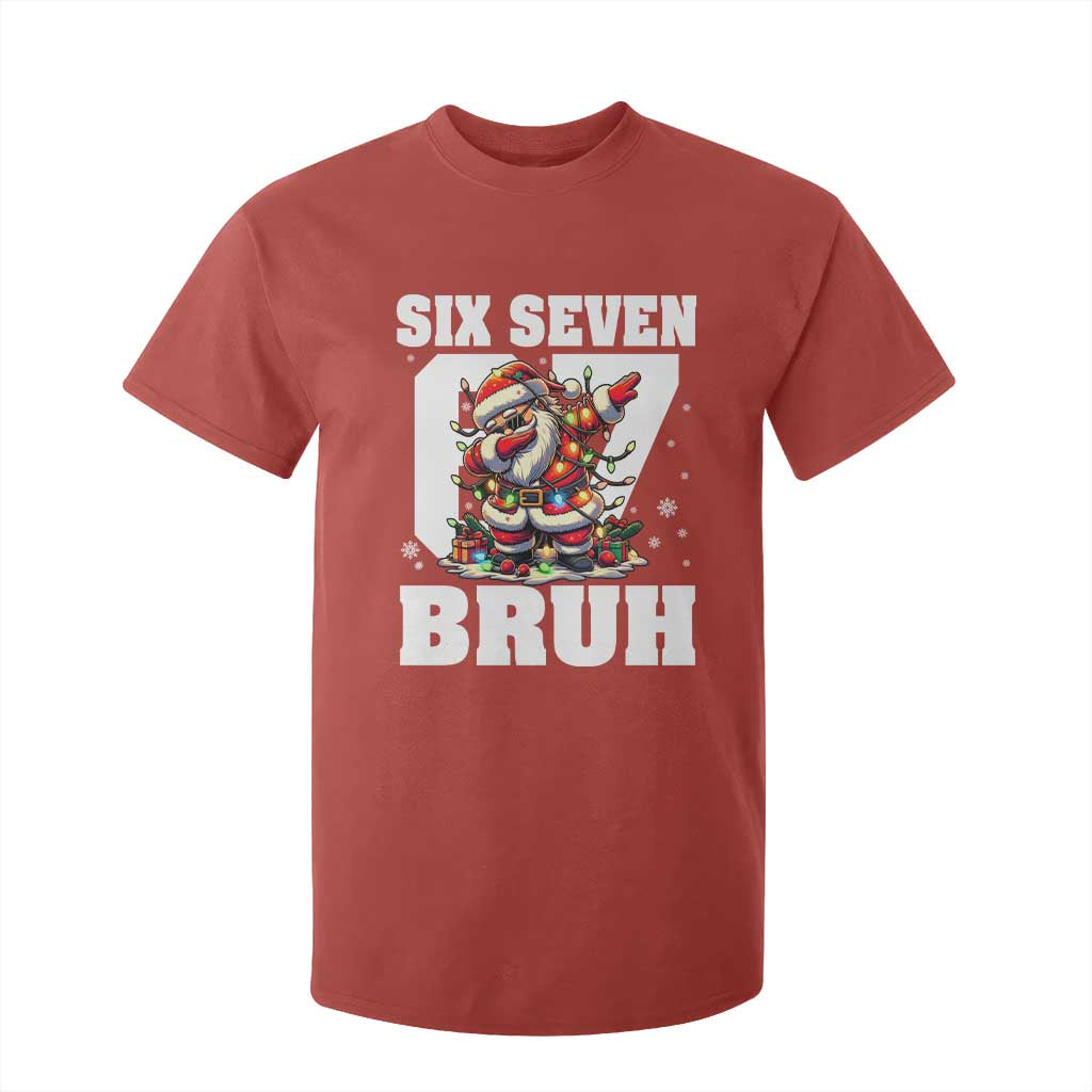 Funny Christmas Six Seven Bruh T Shirt For Kid Dabbing Santa TS11 Red Print Your Wear