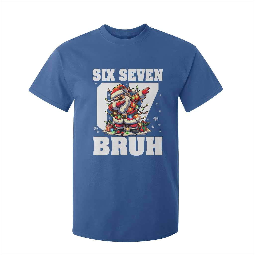 Funny Christmas Six Seven Bruh T Shirt For Kid Dabbing Santa TS11 Royal Blue Print Your Wear