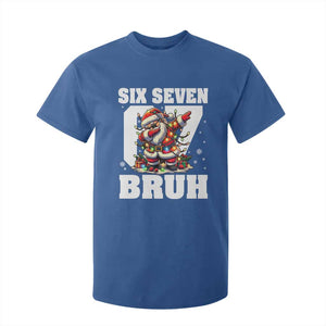 Funny Christmas Six Seven Bruh T Shirt For Kid Dabbing Santa TS11 Royal Blue Print Your Wear