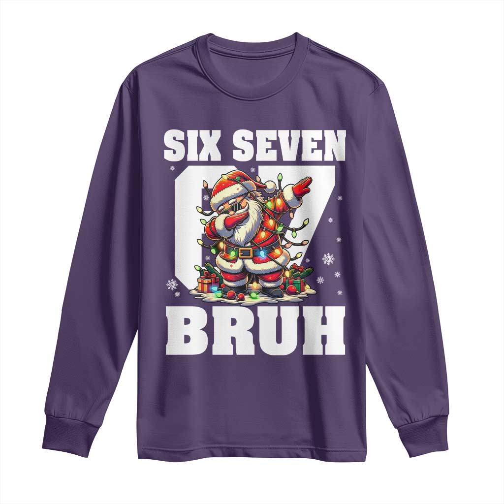 Funny Christmas Six Seven Bruh Long Sleeve Shirt Dabbing Santa TS11 Purple Print Your Wear