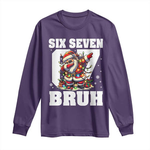 Funny Christmas Six Seven Bruh Long Sleeve Shirt Dabbing Santa TS11 Purple Print Your Wear