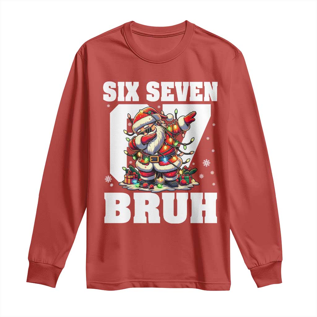 Funny Christmas Six Seven Bruh Long Sleeve Shirt Dabbing Santa TS11 Red Print Your Wear